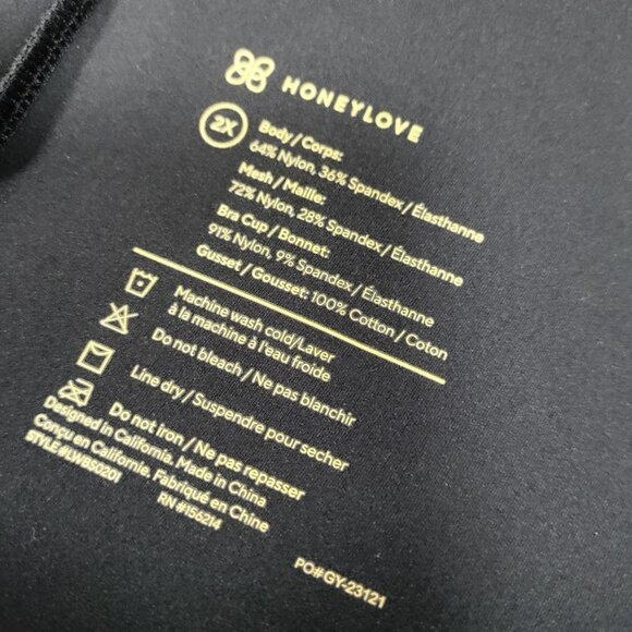 Honeylove Black Sculptwear Bodysuit With Mesh Panels & Supportive Cups Size 2X - Picture 3 of 11